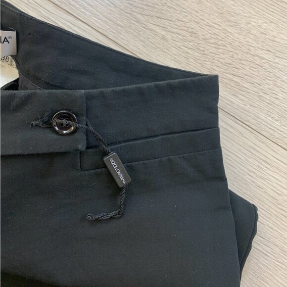 Dolce & Gabbana Black Wide Leg Cotton Trouser Pants - Picture 9 of 13